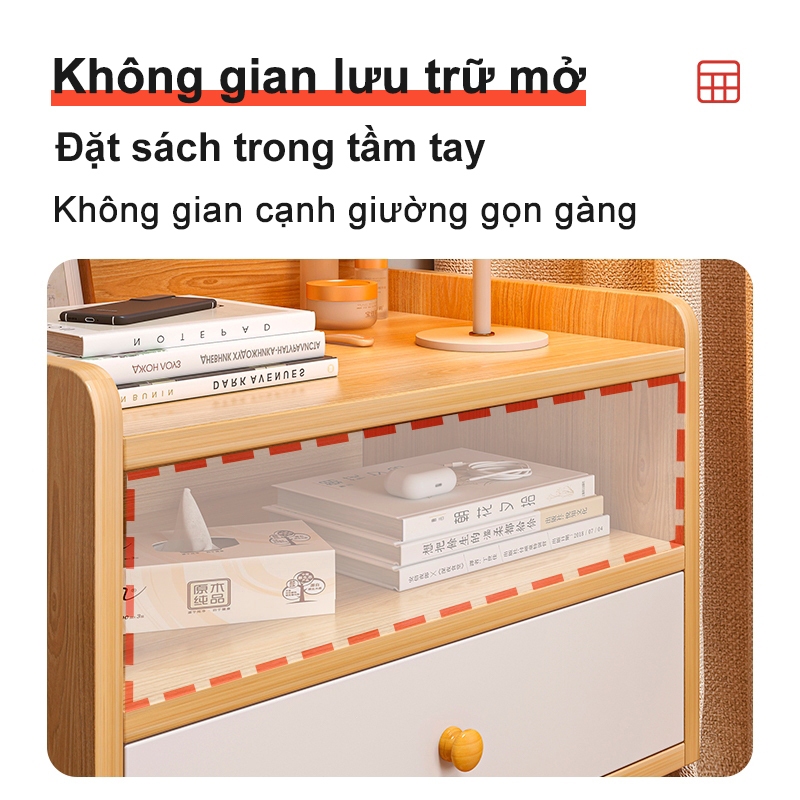 Bàn cạnh giường gỗ hiện đại thiết kế đơn giản đa năng dễ lắp đặt tiết kiệm không gian phòng ngủ | BigBuy360 - bigbuy360.vn