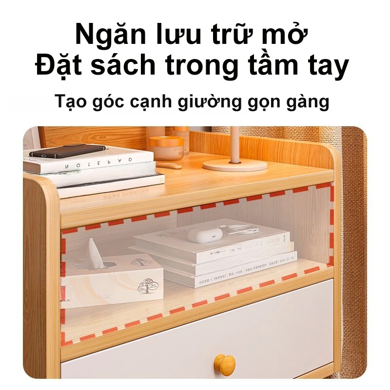 Bàn cạnh giường gỗ hiện đại thiết kế đơn giản đa năng dễ lắp đặt tiết kiệm không gian phòng ngủ | BigBuy360 - bigbuy360.vn