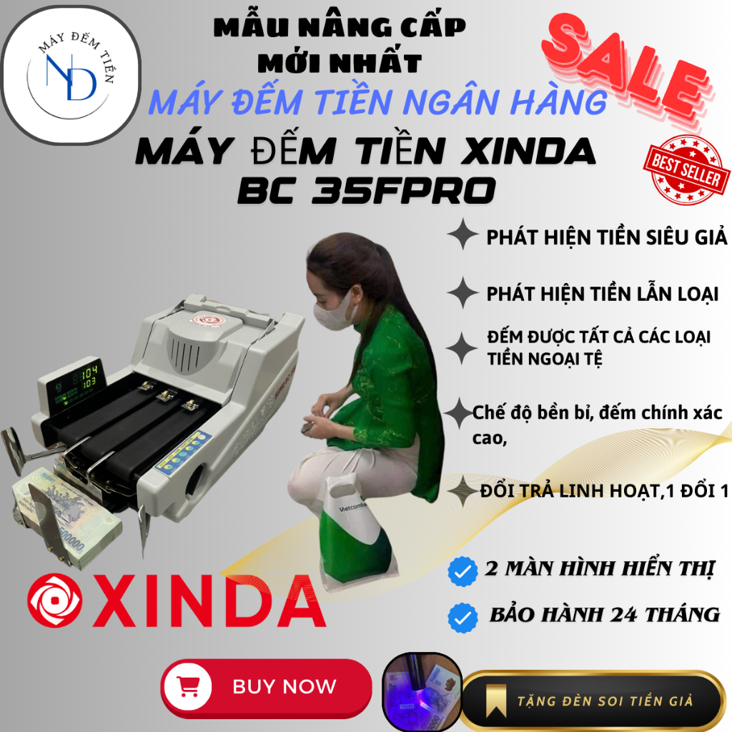  Máy đếm tiền phát hiện tiền giả xinda 2025new bảo hành 24 tháng tặng máy soi tiền giả tặng đèn UV mini 
