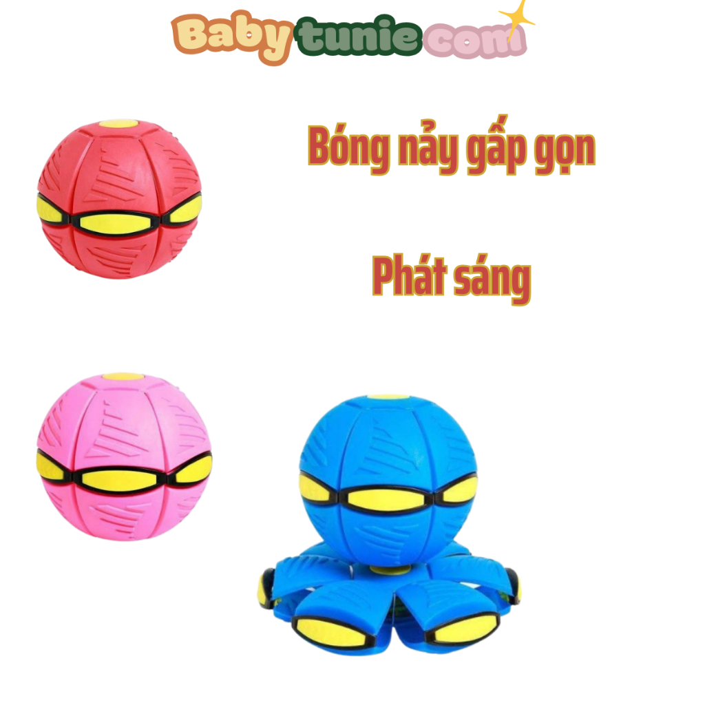 Đồ Chơi Bóng Ma Thuật Biến Hình Dạng Tự Nảy Sáng Đèn, Banh Ném Đĩa Bay Ufo Bật Lò Xo - Đồ Chơi Trẻ Em Ngoài Trời