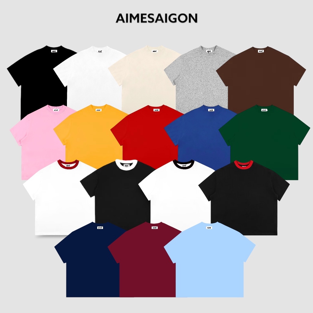 Áo Thun Trơn Boxy Local Brand AIMÉ Basic Cotton Form Rộng Cổ Tròn Unisex Nam Nữ | BigBuy360 - bigbuy360.vn