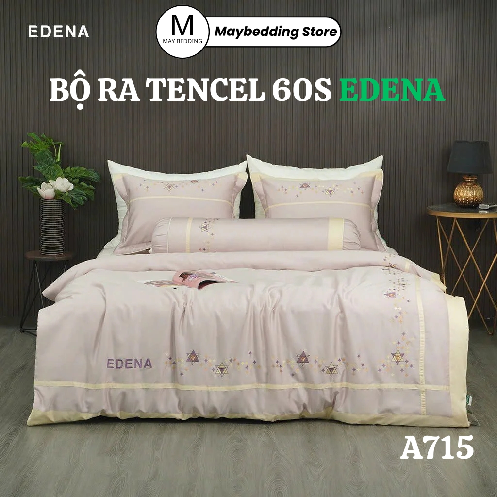 Bộ Chăn Ga Gối Tencel 60s EDENA Cao Cấp Mã A715, Hàng Chính Hãng