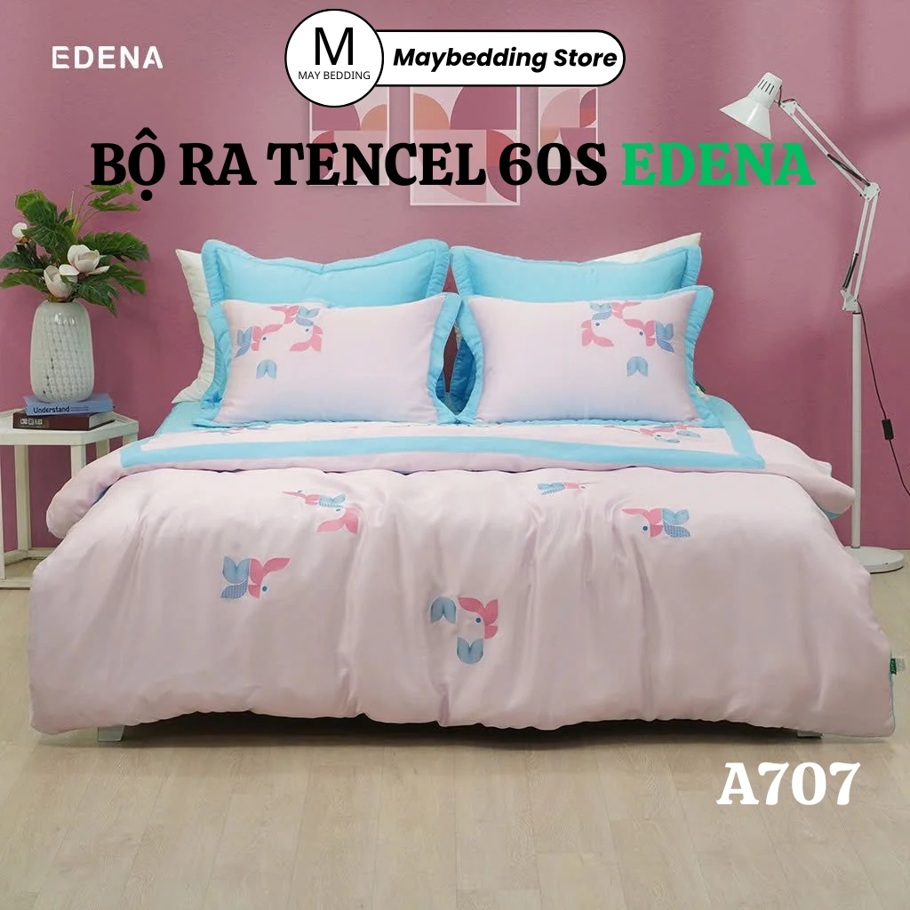 Bộ Chăn Ga Gối Tencel 60s EDENA Cao Cấp Mã A707, Hàng Chính Hãng