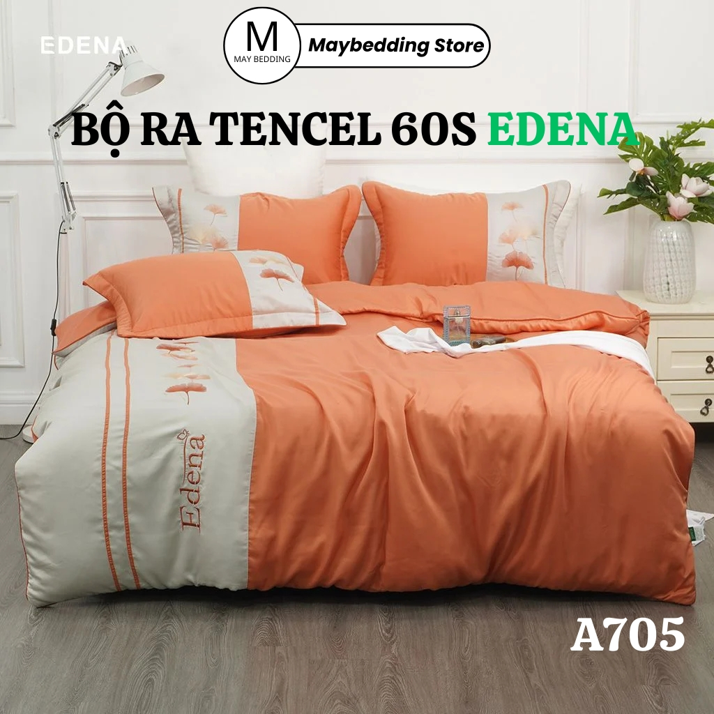 Bộ Chăn Ga Gối Tencel 60s EDENA Cao Cấp Mã A705, Hàng Chính Hãng