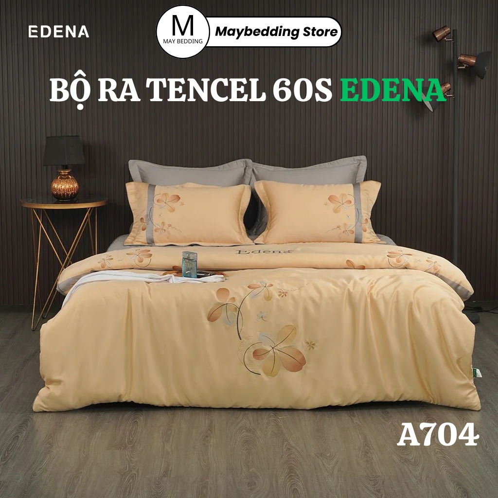 Bộ Chăn Ga Gối Tencel 60s EDENA Cao Cấp Mã A704, Hàng Chính Hãng
