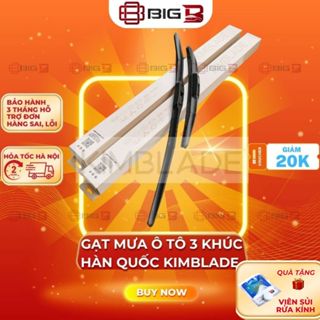 Gạt mưa ô tô KIMBLADE Hàn Quốc -CHÍNH HÃNG- Gạt mưa 3 khúc lưỡi Silicone Êm Sạch Loại ngàm móc câu - BH 3th BIG B