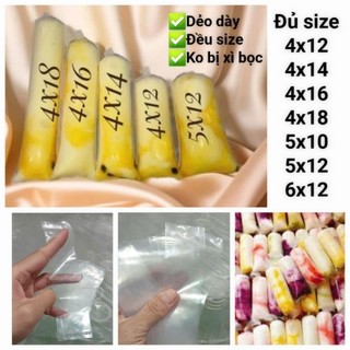   Loại 1-Đều size  Bọc nilon bịch dẻo PE làm sữa chua túi đủ size 4x12 4x14 4x16 4x18 5x10 5x12 6x12 