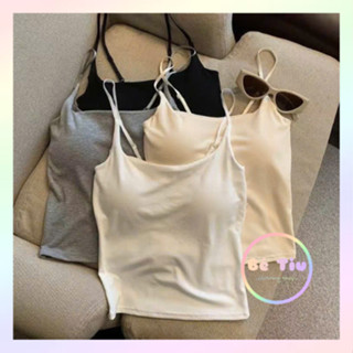  Áo 2 Dây Nhỏ Có Thể Điều Chỉnh Áo Bra Màu Trơn Kèm Đệm Mút Ngực Dáng Ôm Body Thoáng Mát Dành Cho Nữ | Bé Tiu Clothing 