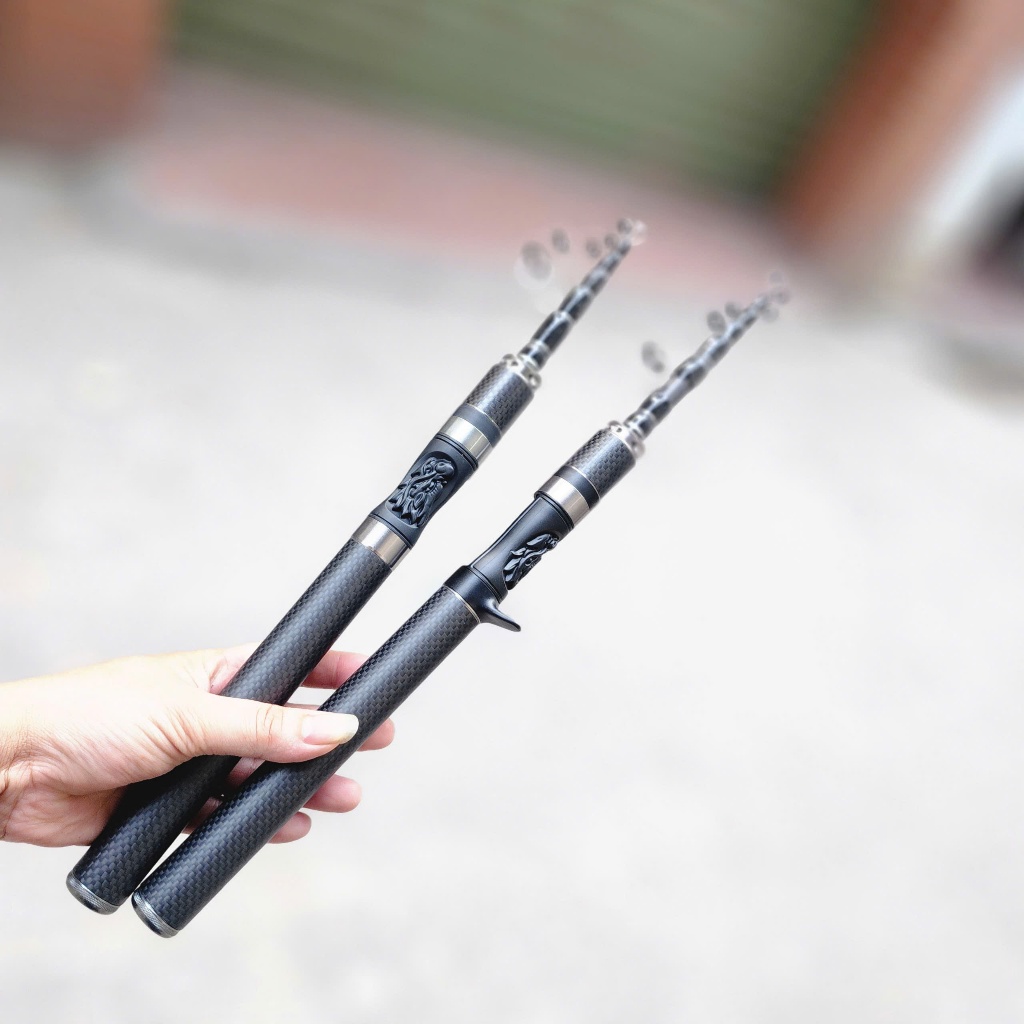 [Yêu Thích - Gọn 40cm] Cần Rút mini Black V5 - Độ Cứng ML - Cán Cabon Dài