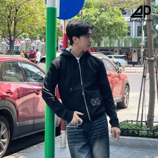 ÁO KHOÁC HOODIE ZIP PHỐI HOẠ TIẾT, VÁ DA MỚI NHẤT VẢI MỀM MẠI KHÔNG XÙ CAO CẤP