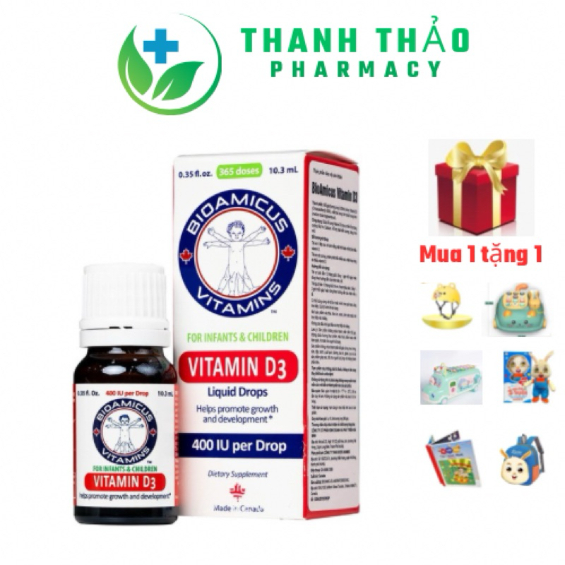 [Quà tặng bé ]Bioamicus Vitamin D3 - Bổ Sung Vitamin D3 Giúp Phát Triển Xương - Thanhthaopharmacy