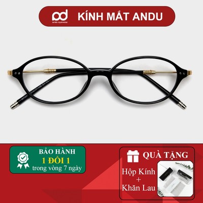 Gọng kính cận thời trang nam nữ ANDU dáng oval dẹp phong cách 2YK chống tia UV - 72AD376