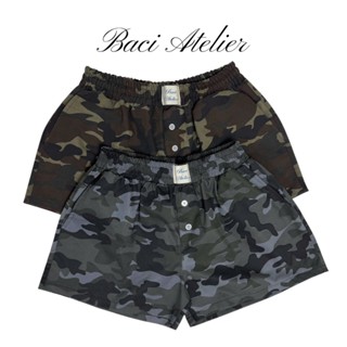 Quần Short Kaki Nữ Cạp Trễ Camo Y2K [BACI ATELIER] Chất Liệu Kaki Cotton Dày Dặn Đứng Form, Tôn Dáng