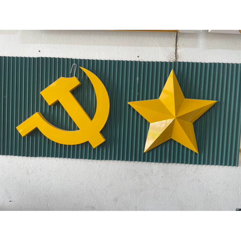 Sao vàng Búa liềm chất liệu ALU vàng bóng hàng xưởng sx chuyên treo hội trường phòng họp, hội trường