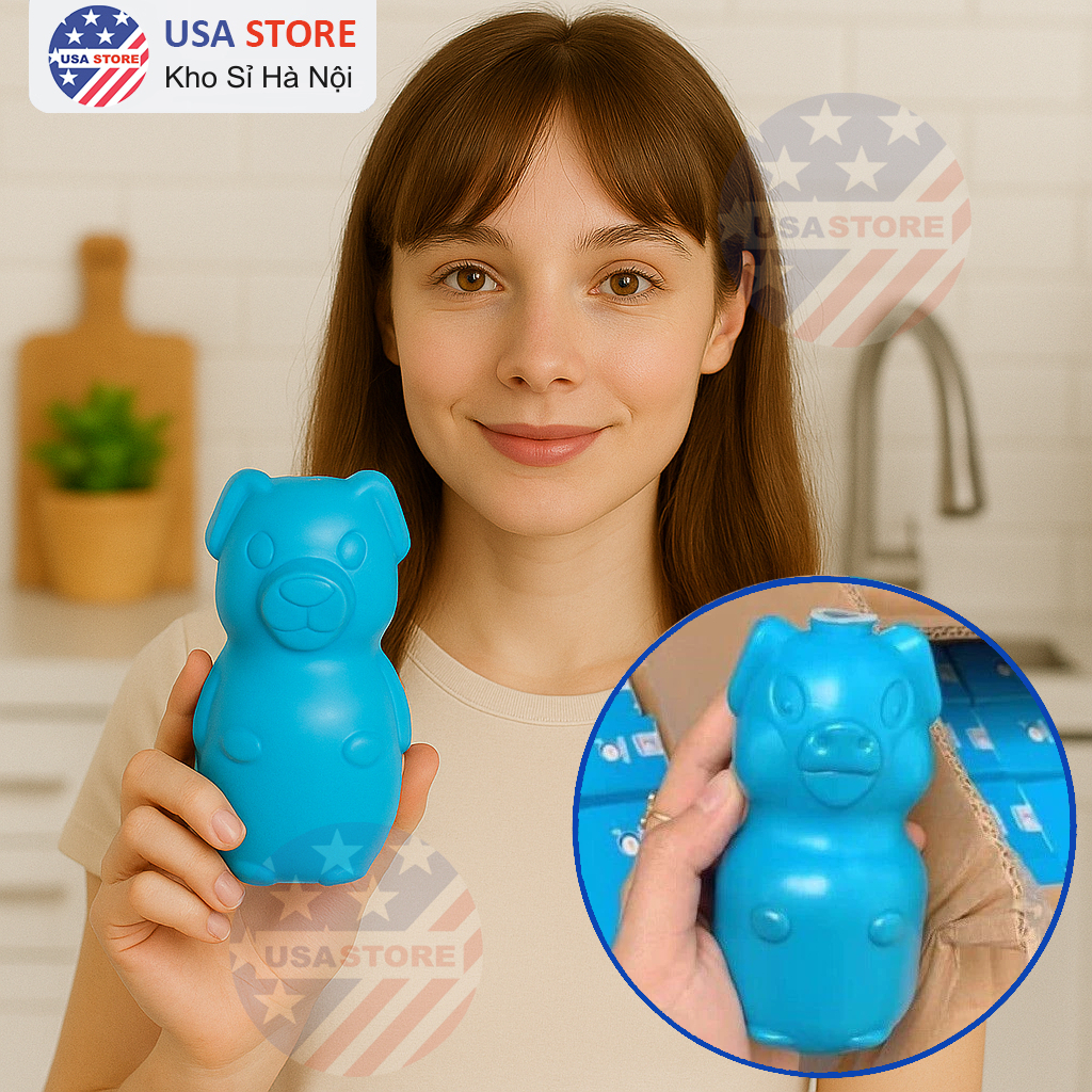 Lọ Thả Bồn Cầu Con Heo Tẩy Khử Mùi Thế Hệ Mới - Xả Toilet Diệt Khuẩn, Tẩy Sạch Vệ Sinh Vết Bám Bẩn