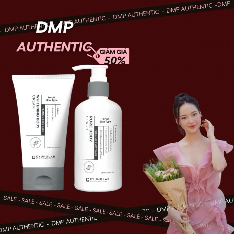 Kem body dưỡng trắng nâng tone và Sữa tắm tẩy tế bào chết body KyungLab