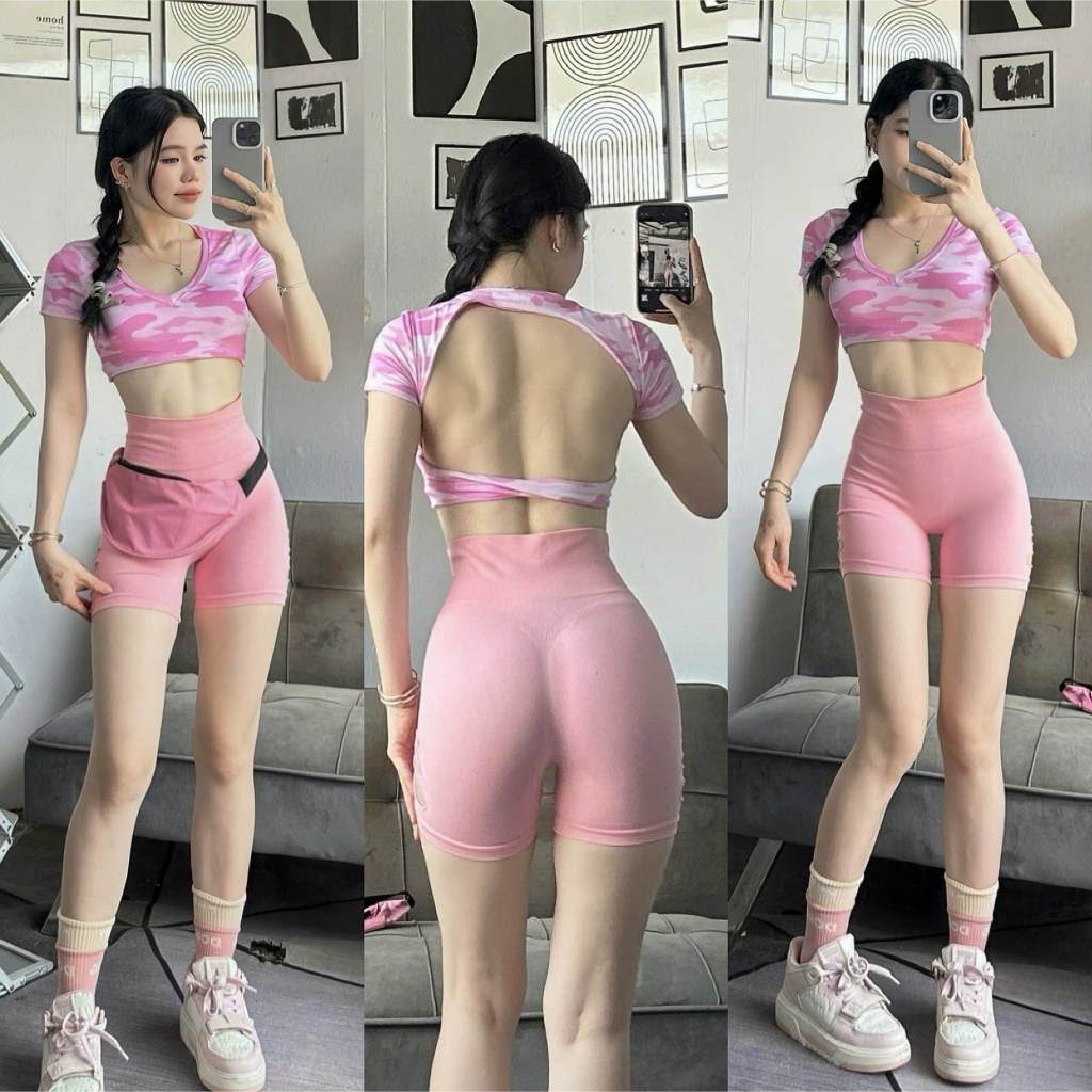 Áo Croptop XOẮN LƯNG CỔ TIM D3 Thể Thao Kèm Mút Tập Gym-Yoga-Aerobic( KHÔNG KÈM QUẦN)⚡️ Hàng xuất khẩu ⚡️ | BigBuy360 - bigbuy360.vn