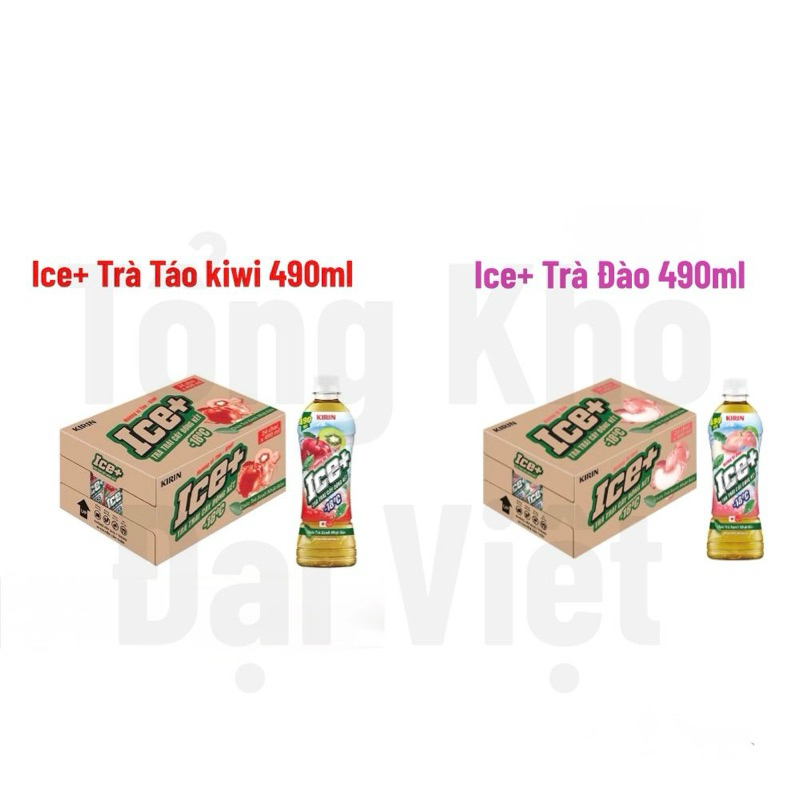 [ Hoả Tốc ] Ice Trà đào / Ice Trà Táo Kiwi thùng 24 chai 490ml