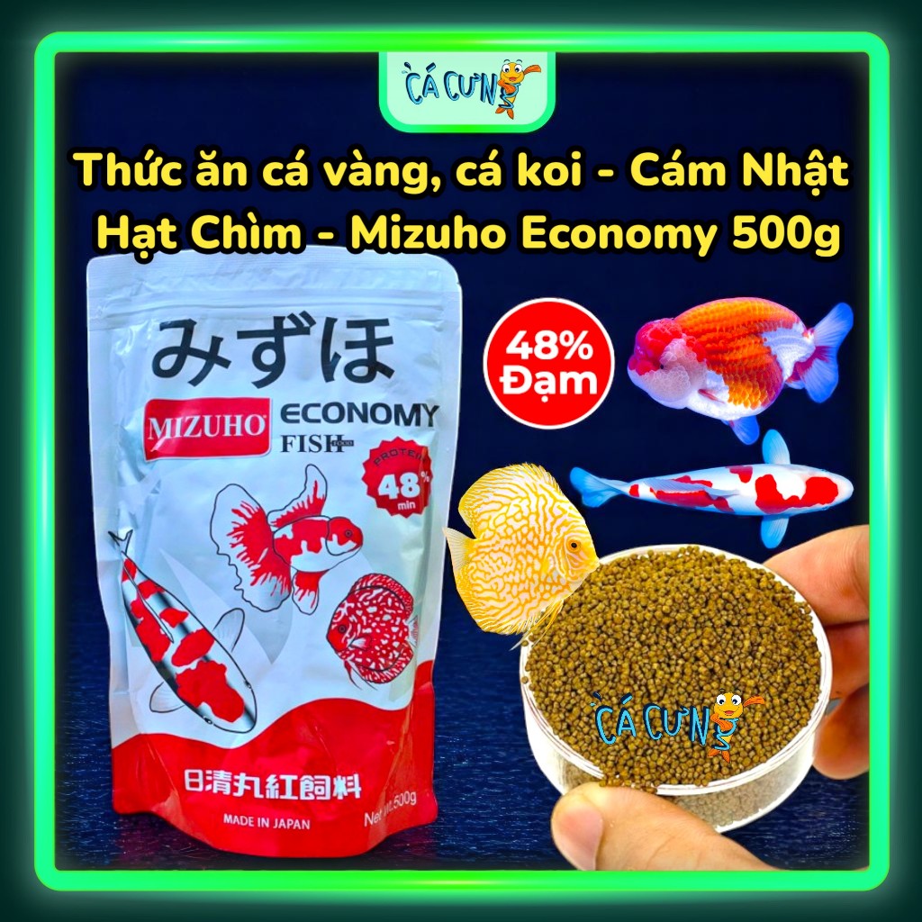 Thức ăn cá Mizuho Economy - Cám Nhật cho cá vàng - Hạt cám chìm không đục nước bể cá (HÀNG CTY)