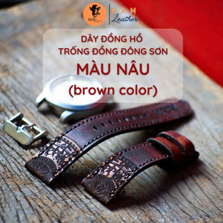  Dây Đồng Hồ RAM Leather Trống đồng Đông Sơn Da Bò Italia Veg Màu Nâu Đậm Siêu Bền 18mm 20mm 22mm Casio 1200 AW 