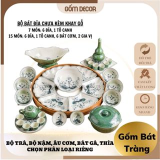   Hỏa Tốc HN  Bộ Bát Đĩa Hoa Mặt Trời Sen Xanh Đồng Bộ Cúng Gia Tiên Gốm Sứ Bát Tràng 
