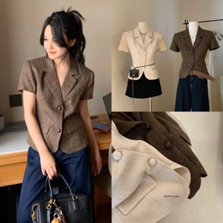[SẴN BE S - WGWE] Áo blazer ngắn tay trẻ trung thanh lịch phong cách công sở cho nữ 2025 mã 5452