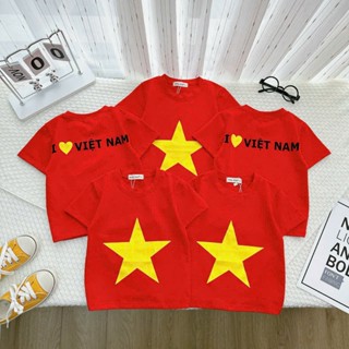 Áo Cờ Đỏ Sao vàng Ba Mẹ Và Bé chất áo bé thun Lạnh ,chất Áo lớn Thun Lỗ Thể Thao Minky Mom Chính Hãng  AO LẺ - IN - 16
