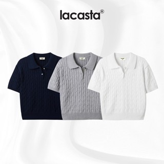 (MỞ BÁN) Áo Polo Len Lông Thỏ Họa Tiết Vặn Thừng LACASTA Cổ Bẻ, Len Lông Thỏ Dệt Kim Ngắn Tay - PLL02