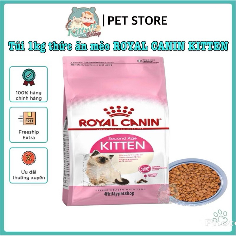 1kg - Hạt Kitten 36 Royal Canin dành cho mèo con  4-12 tháng tuổi Royal Canin Kitten thức ăn cho mèo