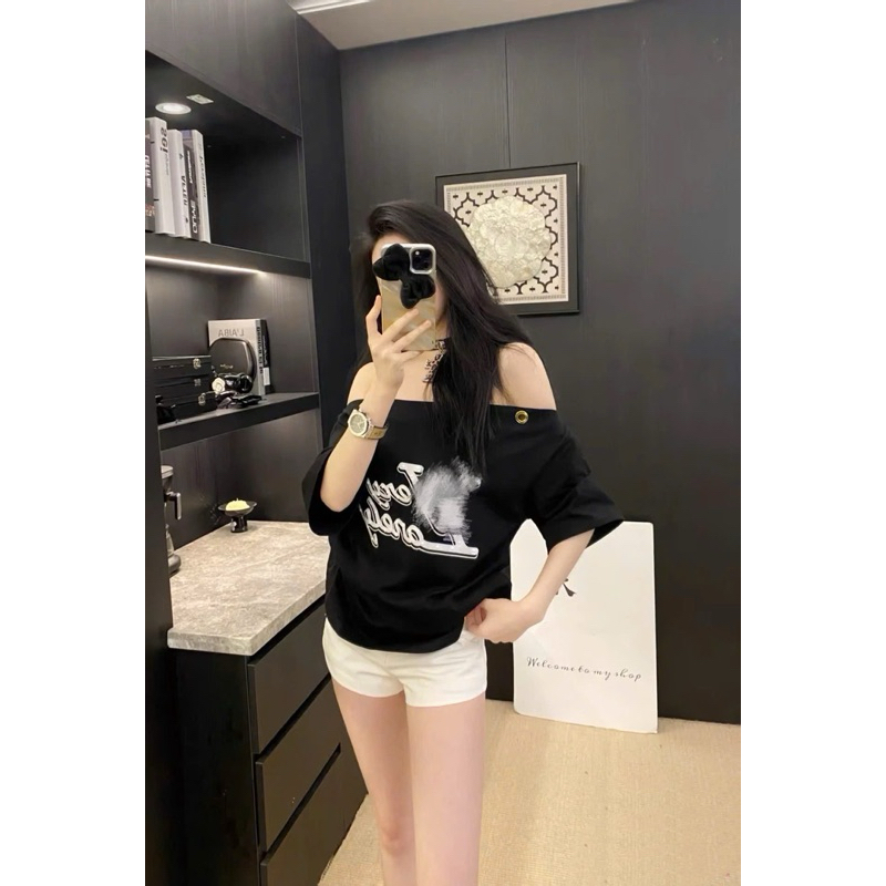 (sẵn hoả tốc SG) áo lệch vai Eoo vii xích 2 màu qccc