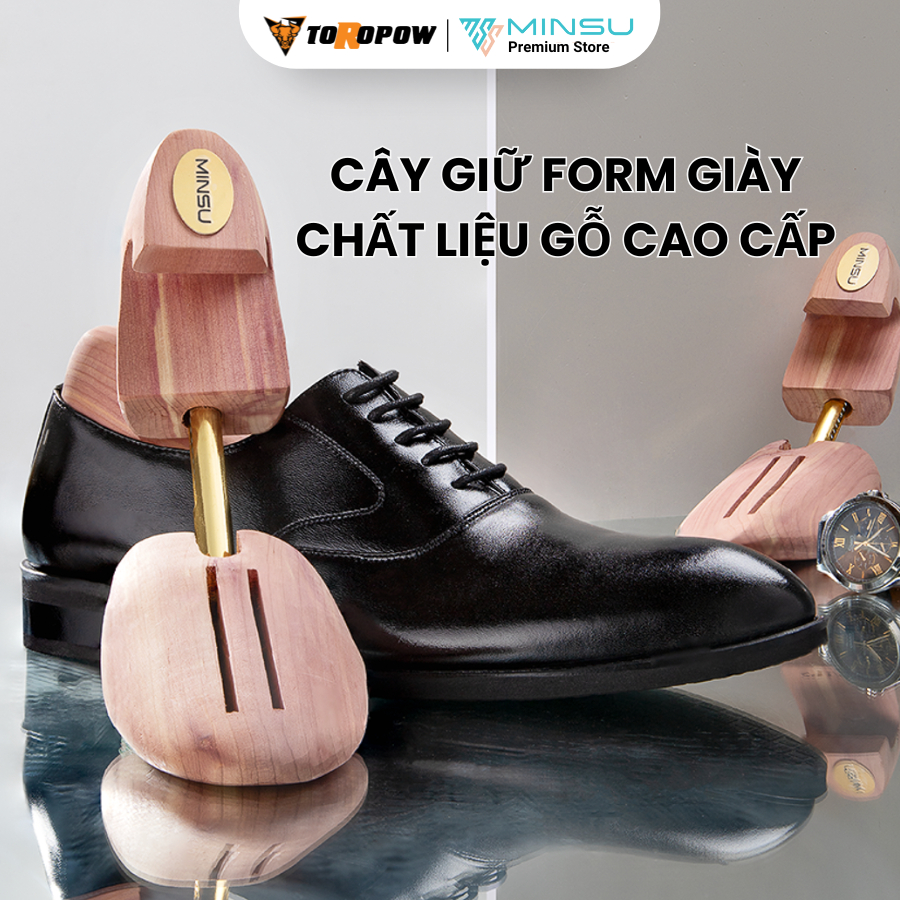 Cây Giữ Form Giày Gỗ MINSU Shoe Tree Toropow M2335 Hút Ẩm Hiệu Quả, Giữ Dáng Giày