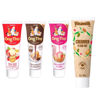  Combo 4 tuýp Sữa đặc Ông thọ 165g  4 vị: có đường socola dâu 9 loại hạt  