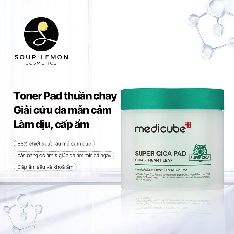Medicube super cica pad toner dịu da mụn ,nhạy cảm, cấp ẩm(Vegan) 150g/70 miếng