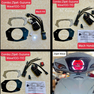  Pat gắn đèn bi cầu led cho xe Wave pha Zipat  suruma 