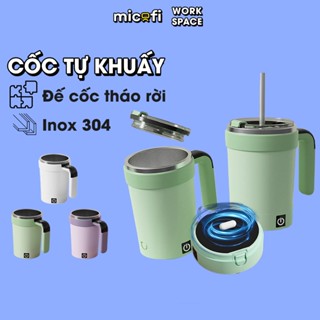 Cốc Tự Khuấy Micofi Inox 304 Giữ Nhiệt Có Nắp Thông Minh Pha Sữa Cà Phê Matcha Ly Khuấy Tự Động Có Quai Pha Ngũ Cốc