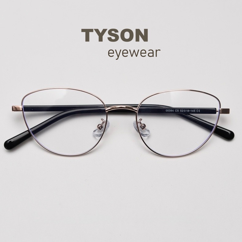 Gọng kính mắt mèo kính mắt TYSON thời trang nữ lắp tròng kèm hộp khăn 0384