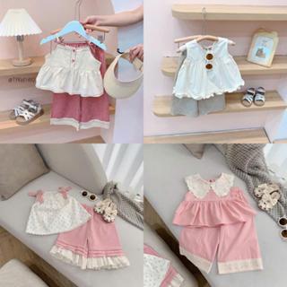 Quần áo trẻ em, Quần áo hè bé gái phong cách Hàn, Set thô hồng, caro đỏ, caro nâu S1348/S1484/S1334/S1492