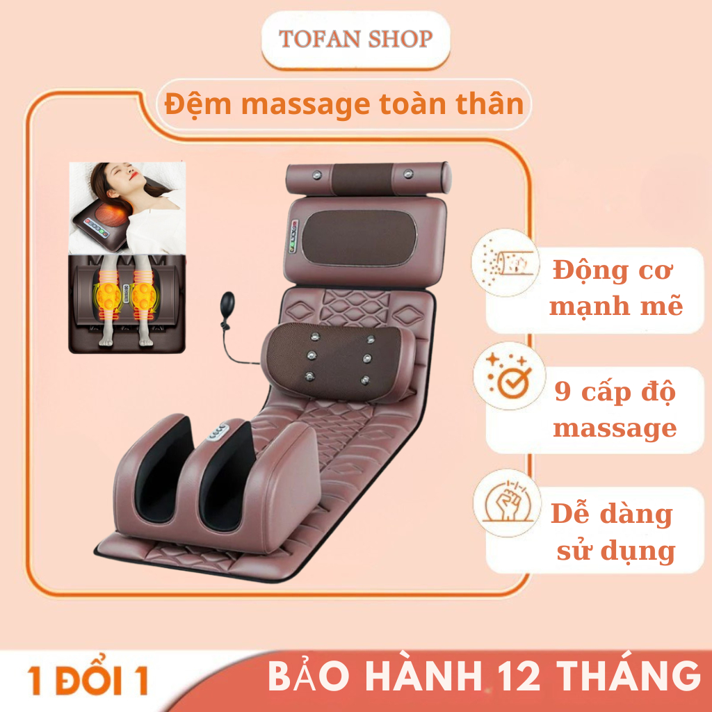 Đệm massage toàn thân, nệm mat xa tại nhà, ghế massage phục hồi giảm đau nhức hỗ trợ tuần hoàn máu