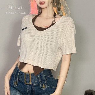 (SET 2 ÁO) Set áo croptop lưới cộc tay và áo dây cổ yếm, phong cách thời trang quyến rũ dành cho nữ AL101