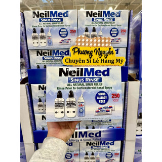   HÀNG MỸ • ĐỦ BILL  Bộ Bình Nước Muối Rửa Mũi 250 Gói • NEILMED SINUS RINSE 