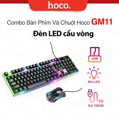 Combo bàn phím và chuột có dây Hoco GM11 đèn LED cầu vòng , 104 phím, tương thích nhiều dòng máy