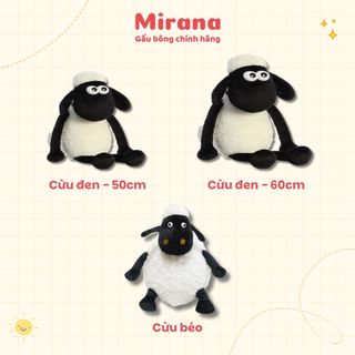 Thú nhồi bông cừu Shaun In The Sheep vải siêu mịn an toàn, gấu bông cừu đen, cừu béo cao cấp Mirana