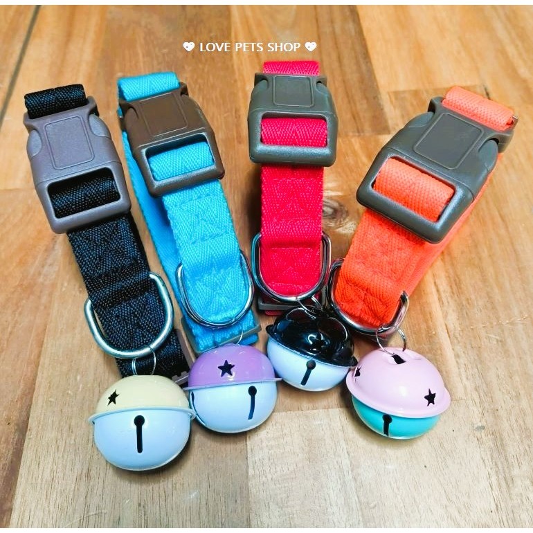 Vòng cổ Chó Mèo khoá nhựa bằng chất liệu vải nylon kèm chuông lục lạc cỡ đại 4cm - Love Pets Shop