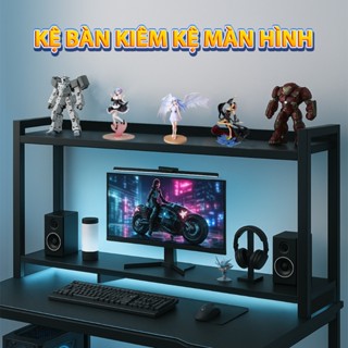  Giá sách để bàn kiêm kệ máy tính  decor bàn học làm việc để đồ 2 tầng mini giá đỡ trang trí đựng gỗ trắng 