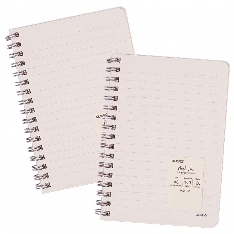 Sổ Klong A6 120 trang 100 gsm bìa nhựa trong 76% iso sổ lò xo Klong ms 951