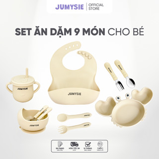 Set Ăn Dặm Silicone Jumysie 9 Món - Khay Chống Đổ, Muỗng Nĩa, Cốc, Yếm, An Toàn, Tiện Lợi, Bền Đẹp