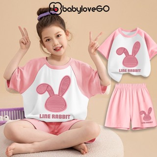 Đồ bộ bé gái BabyloveGO, bộ thun cotton quần áo trẻ em ngắn tay in hình thỏ Rabbit siêu hot cute dễ thương BT4-RB33