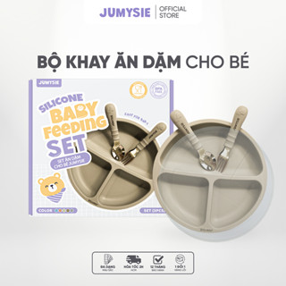 Khay Ăn Dặm Jumysie - Bộ Ăn Dặm 3 Món Silicone Bạch Kim, Có Đế Hít Chống Trượt