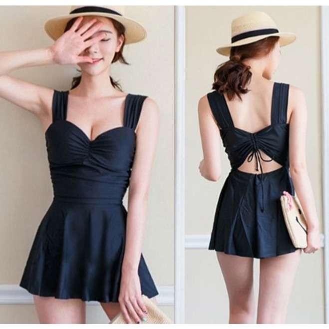 Bikini Đi Biển - Bộ Bơi Nữ Dạng Váy Kín Đáo Liền Thân Quần Rời Quảng Châu Cao Cấp T001