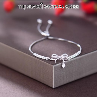  Lắc tay nữ nơ rút đính đá Blingg sáng đẹp chuẩn bạc ta- THU HUONG SILVER 